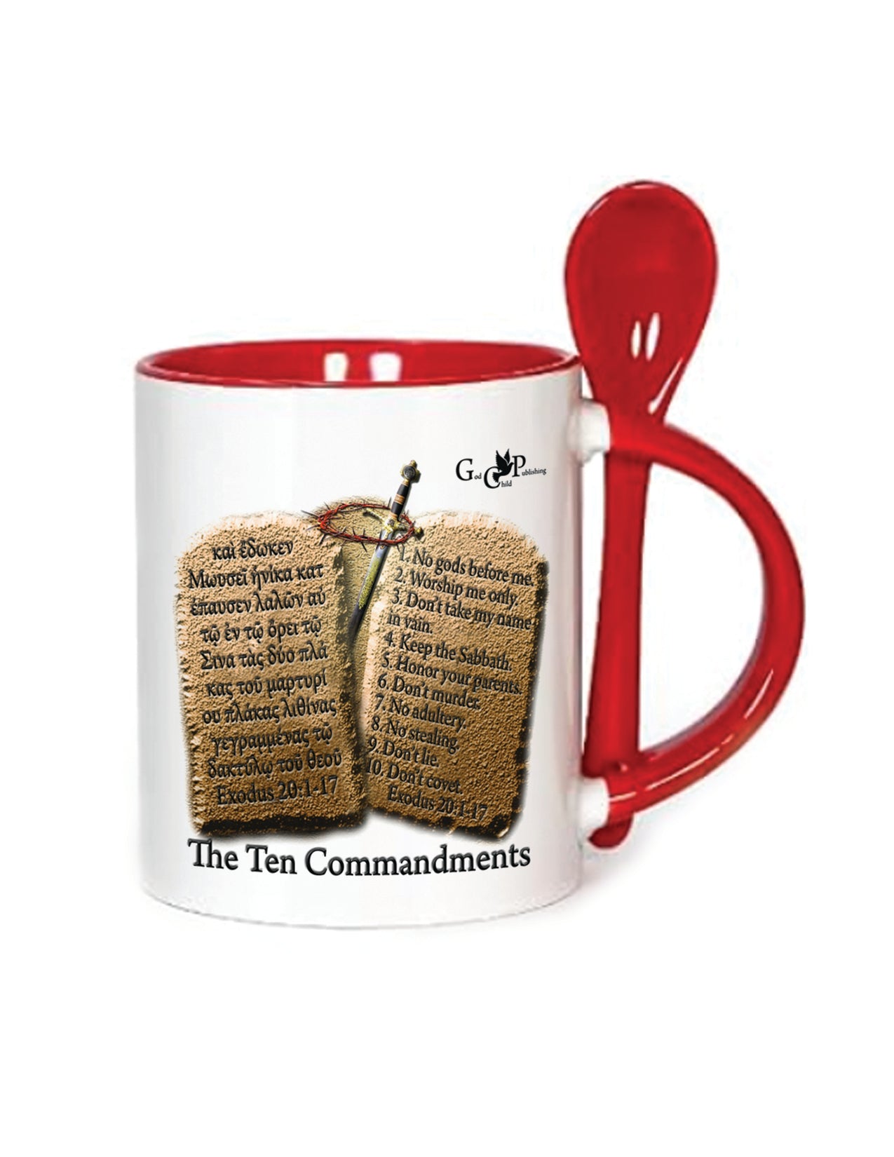 11oz Mug w/Spoon 10 Commandments