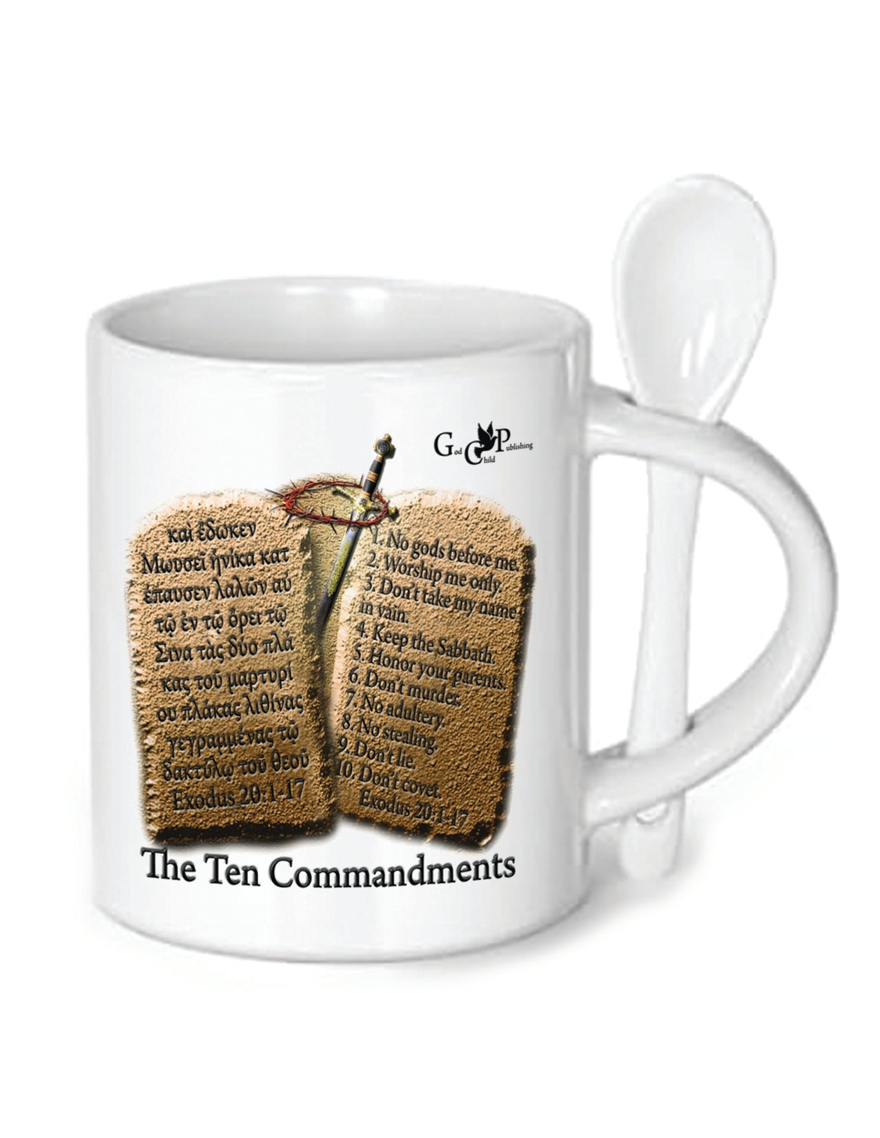 11oz Mug w/Spoon 10 Commandments